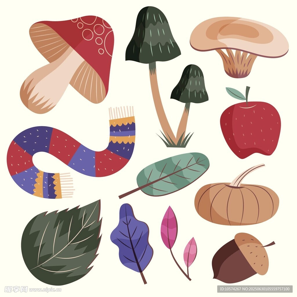 秋季森林元素插画