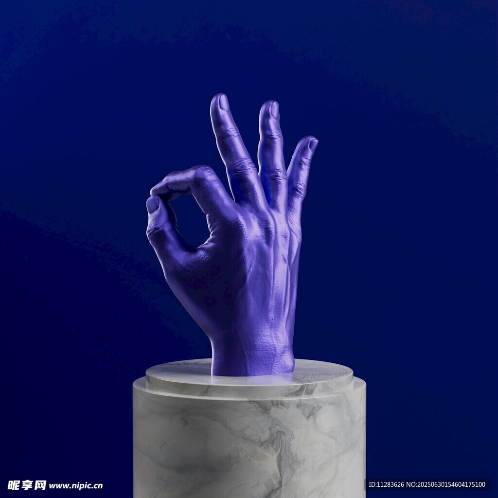 紫色OK手势雕塑