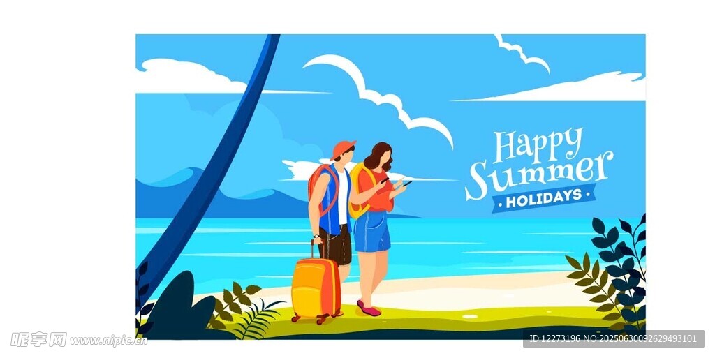 夏日海滩情侣度假时刻