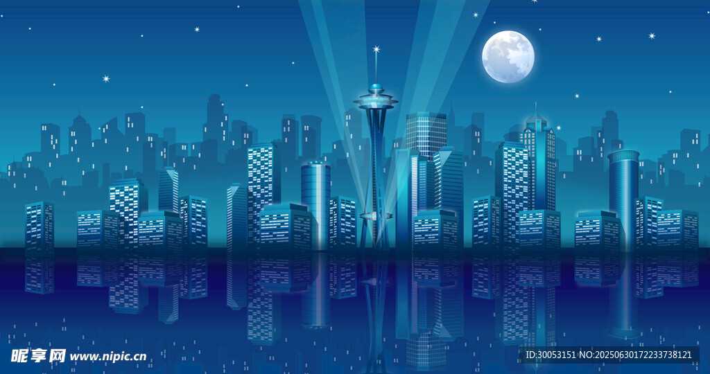 月夜下的璀璨都市景观