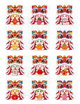 传统京剧脸谱图案展示马年插画