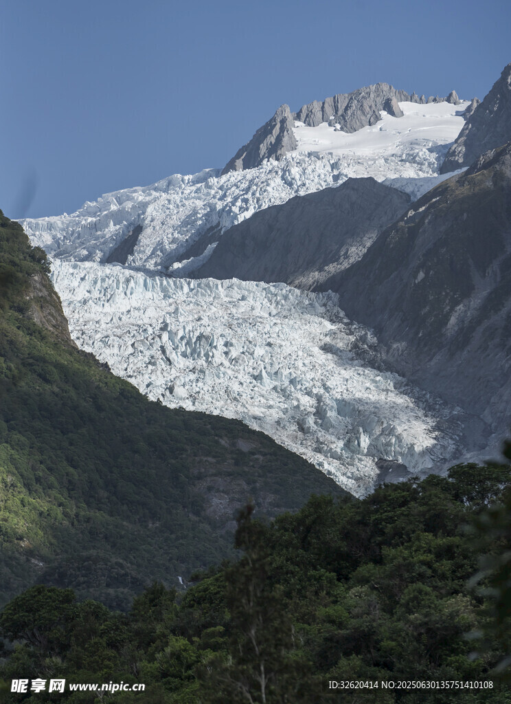 壮丽雪山与葱郁山林景观