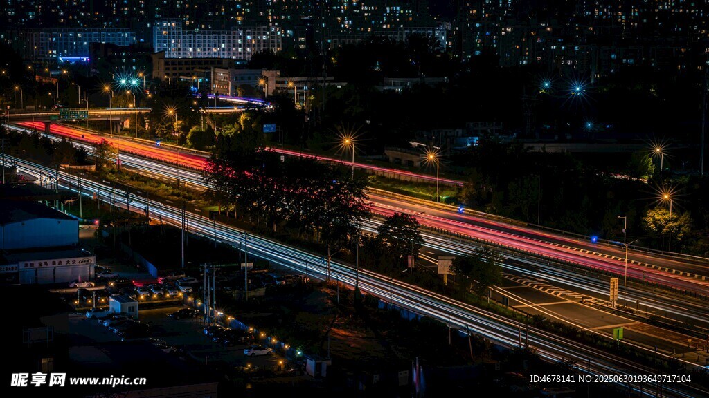 城市夜景车流光影轨迹