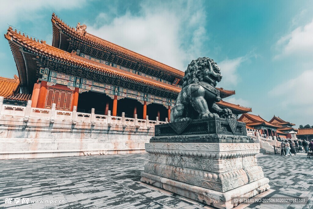 故宫前的威武石狮子