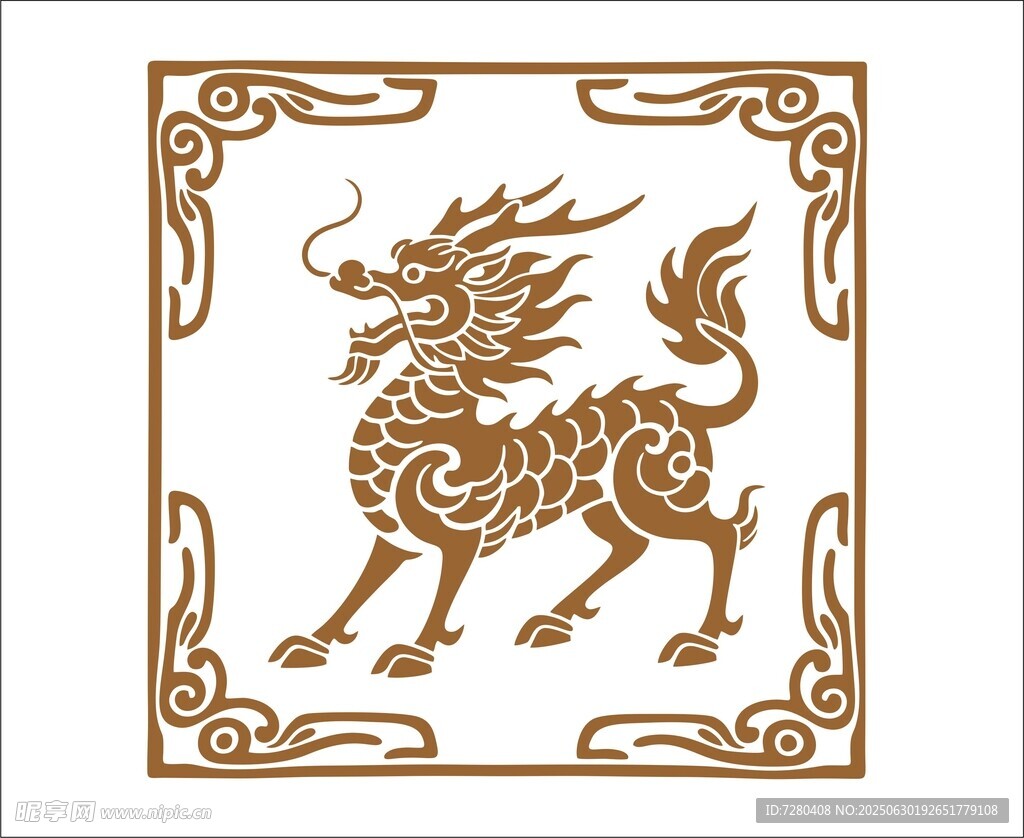 中式传统麒麟图案设计