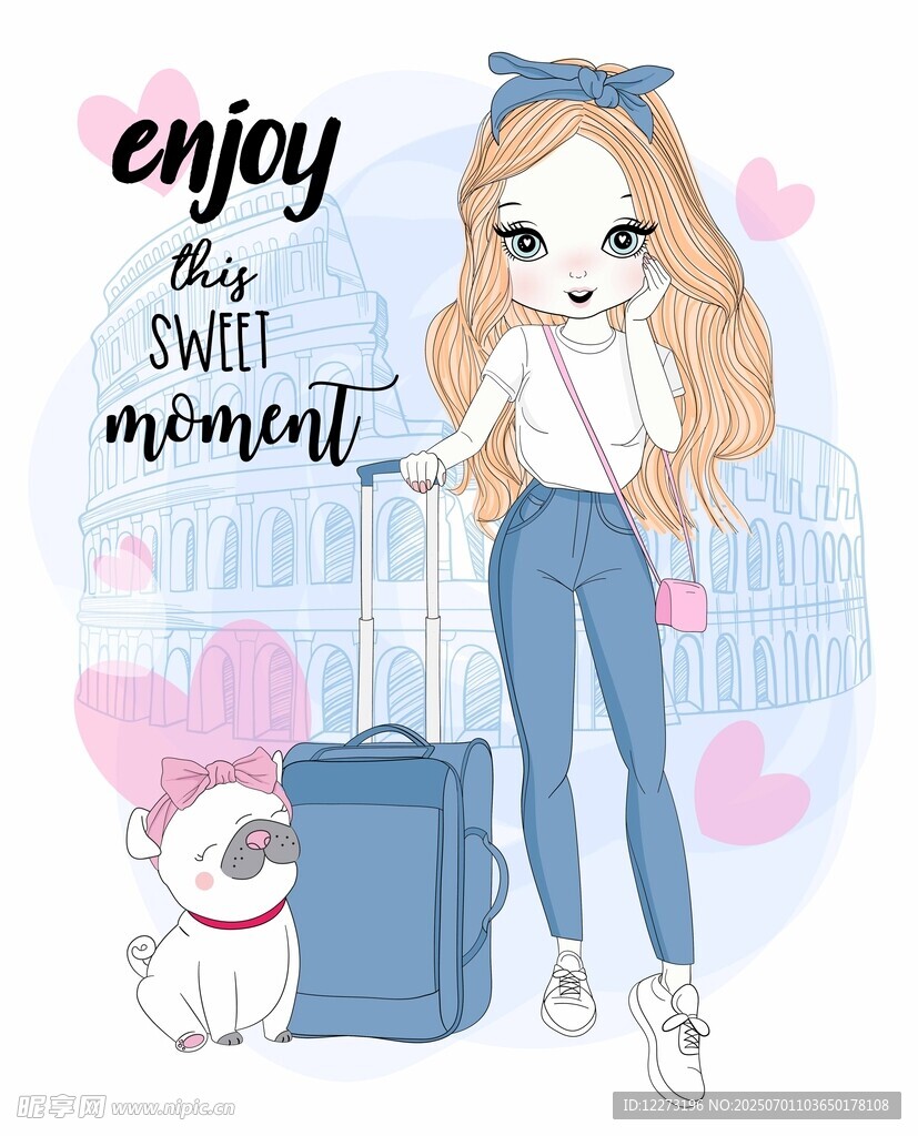女孩与宠物开启美好旅程