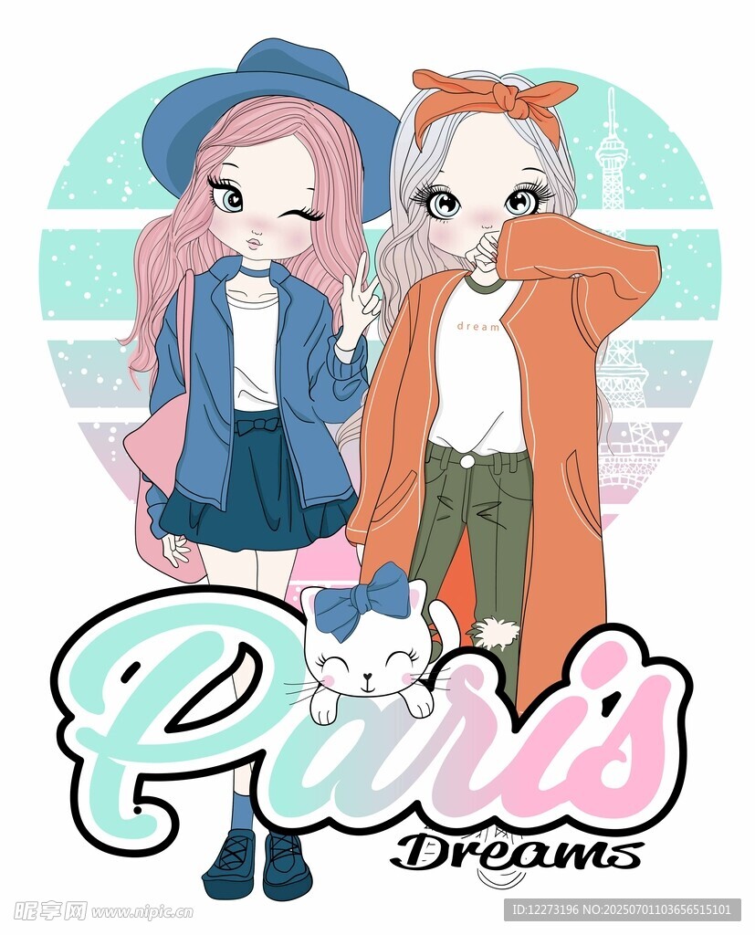 可爱双马尾女孩插画