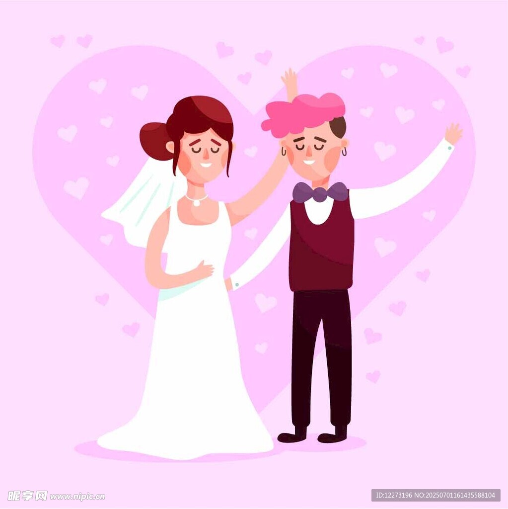 新婚夫妇甜蜜浪漫瞬间