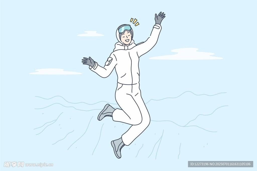 雪地中跳跃的白衣者