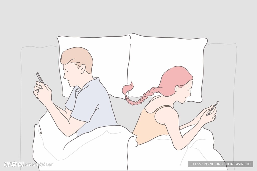 背对背玩手机的夫妻