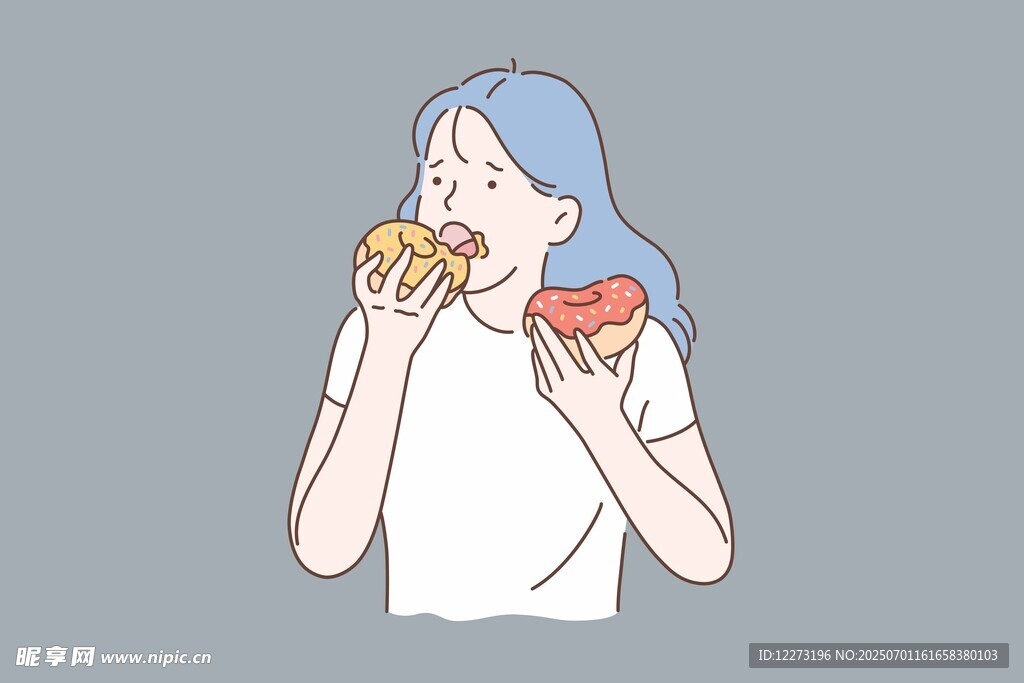 女孩开心享用美食