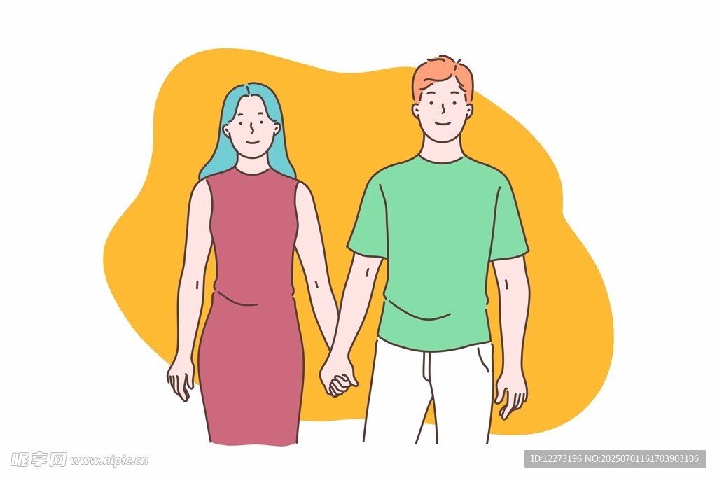 牵手的男女