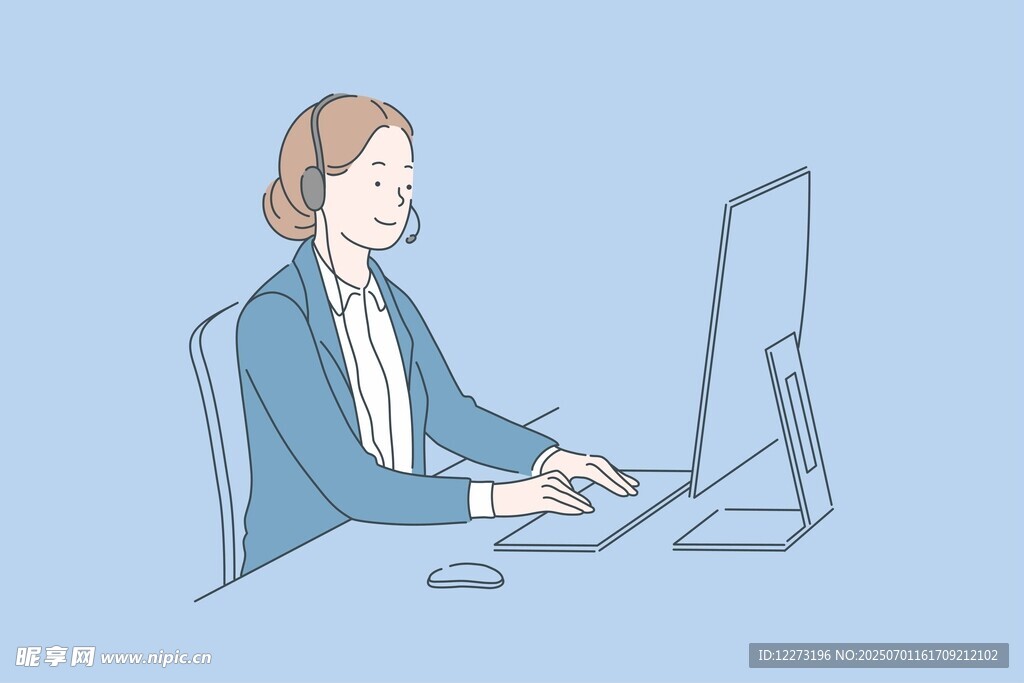 办公女性专注电脑操作