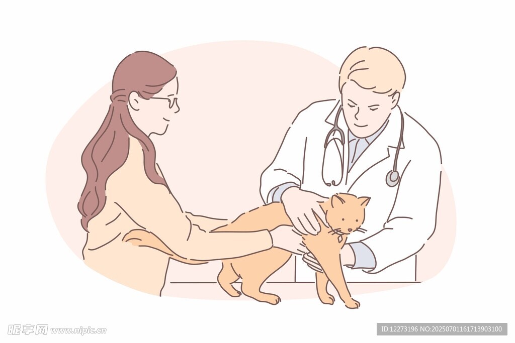 女子带宠物狗看兽医