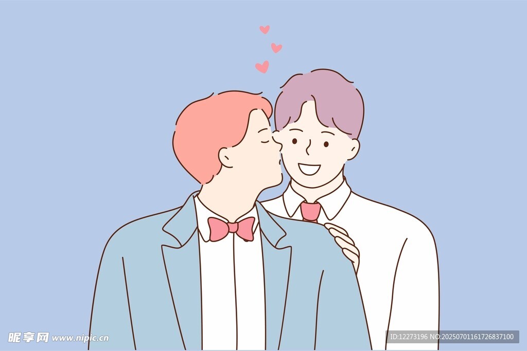 浪漫男男亲吻瞬间