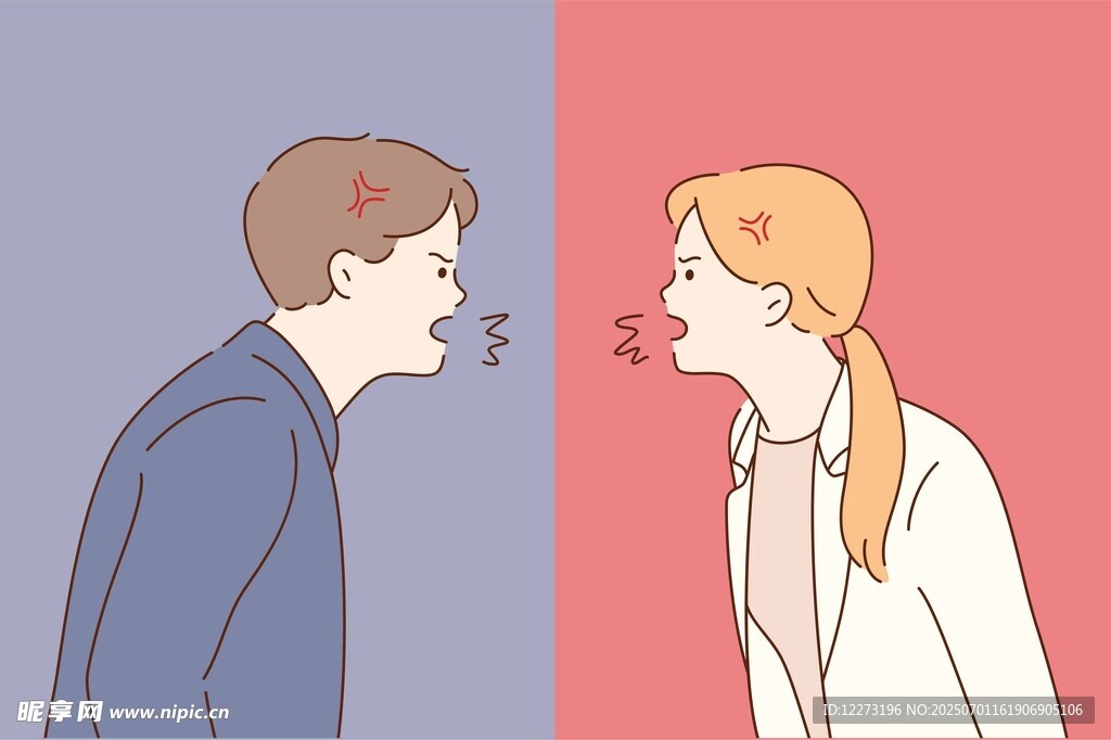 男女面对面激烈争吵场景