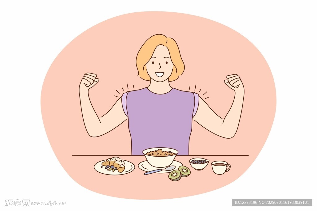 开心用餐的女士