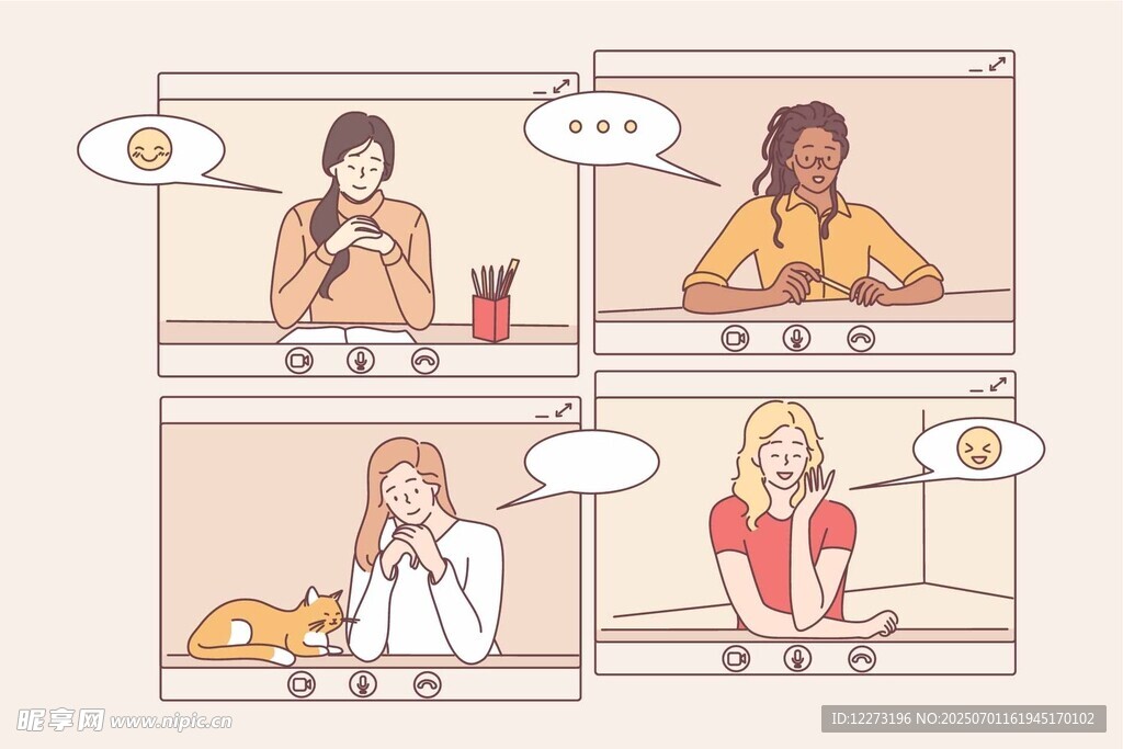 四格漫画展现多样人物状态