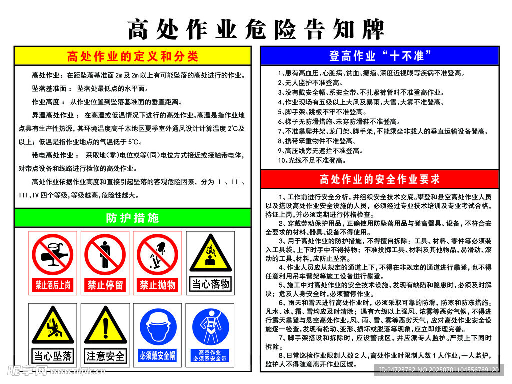 高处作业危险告知牌