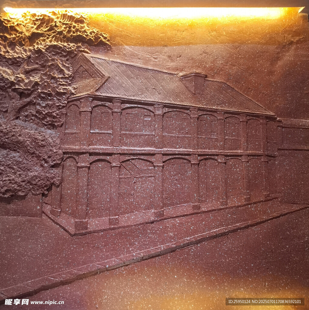 浮雕展现的传统建筑景观