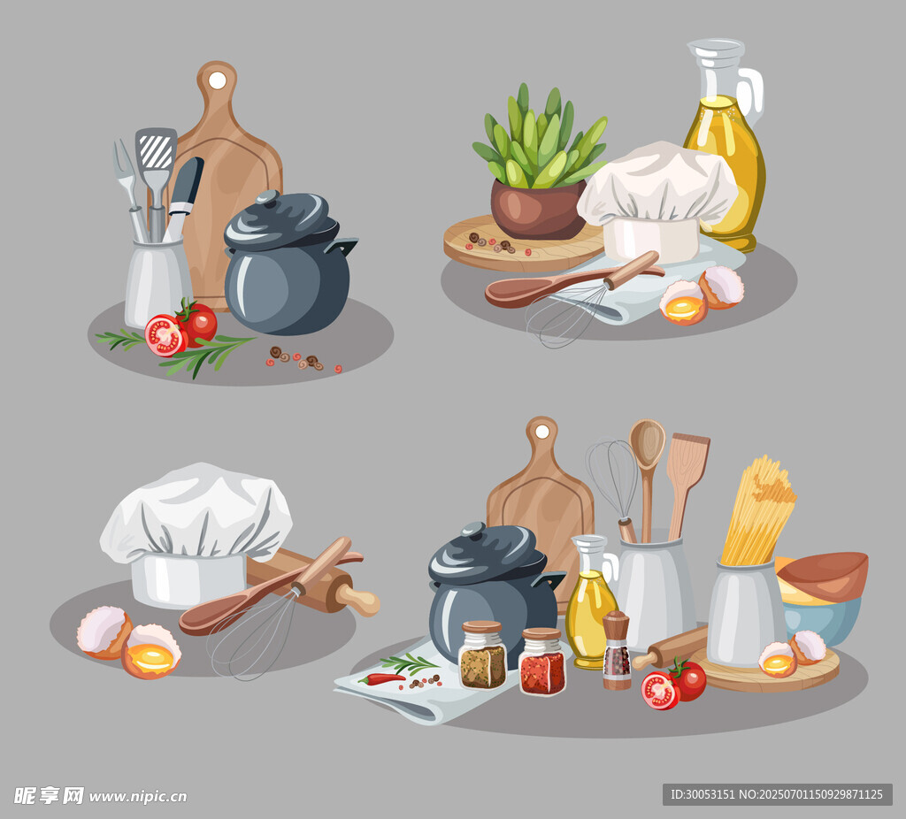 厨房用品与食材的多样组合