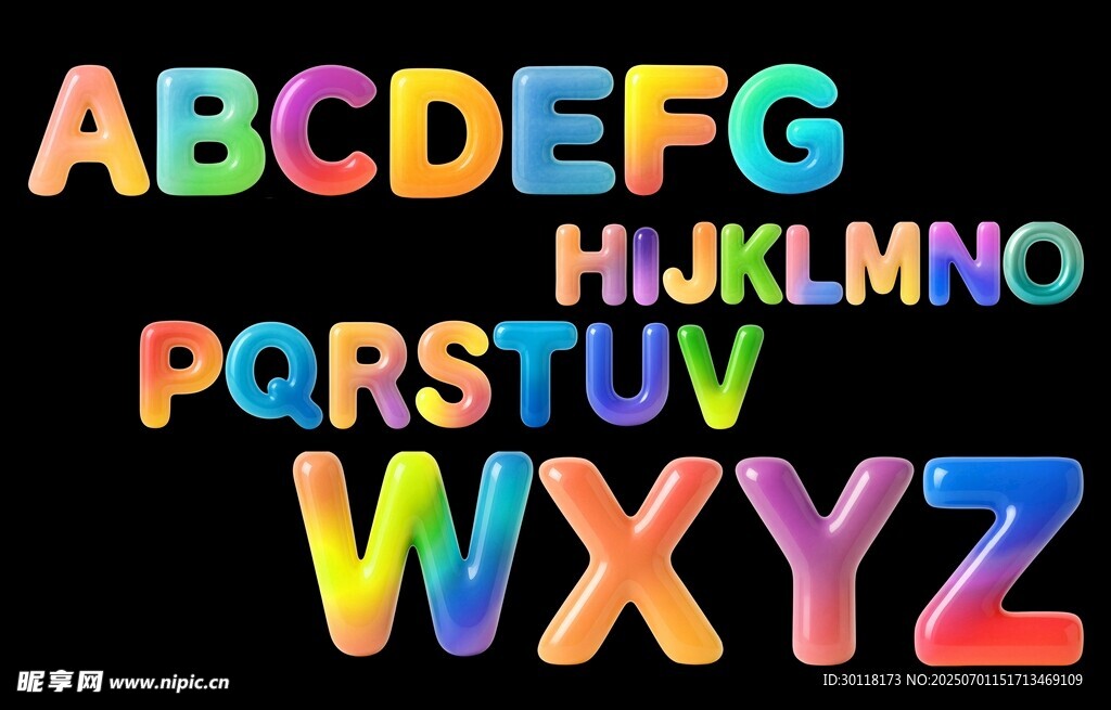 彩色立体英文字母
