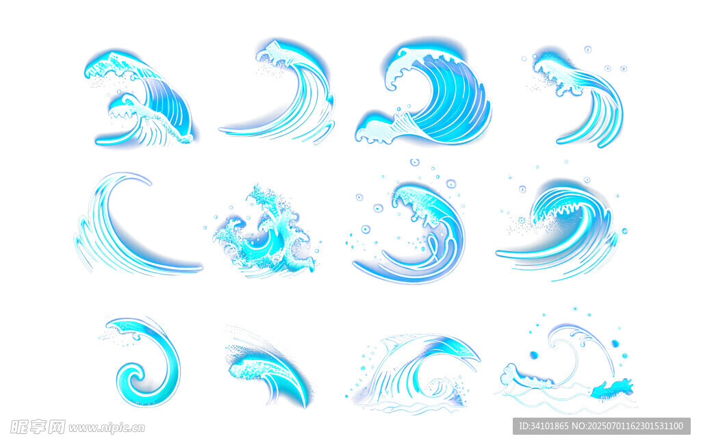 蓝色水浪图案