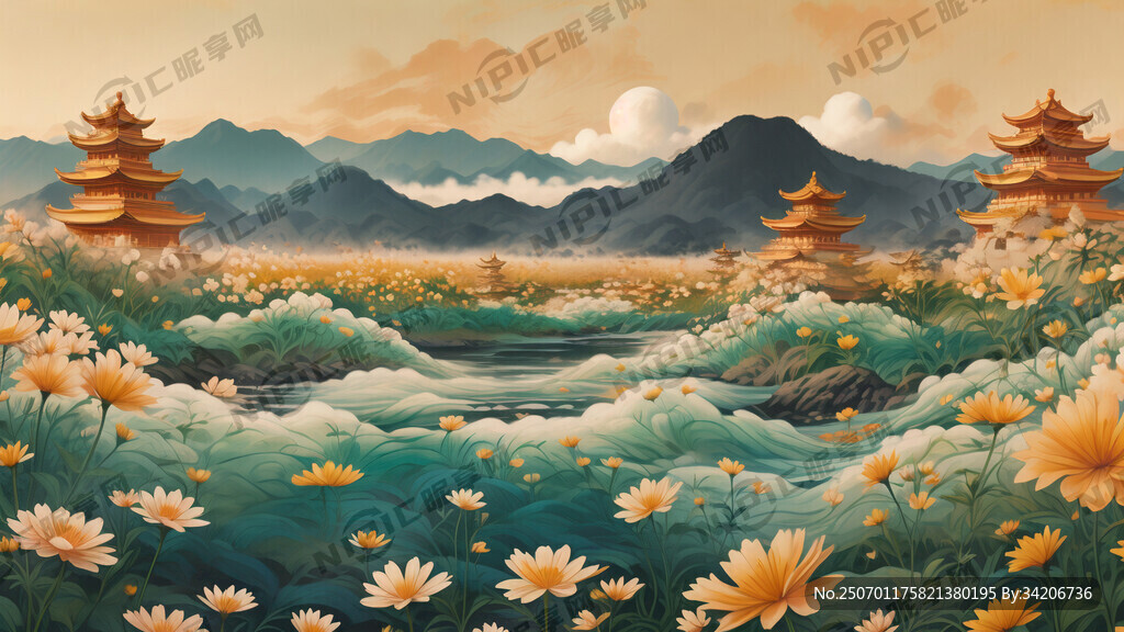 大场景 画面开阔 绿黄渐变色