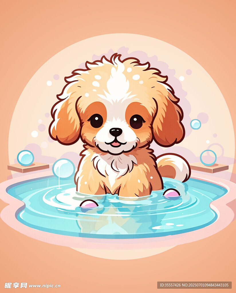 小狗洗澡插图