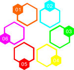 彩色编号六边形图案