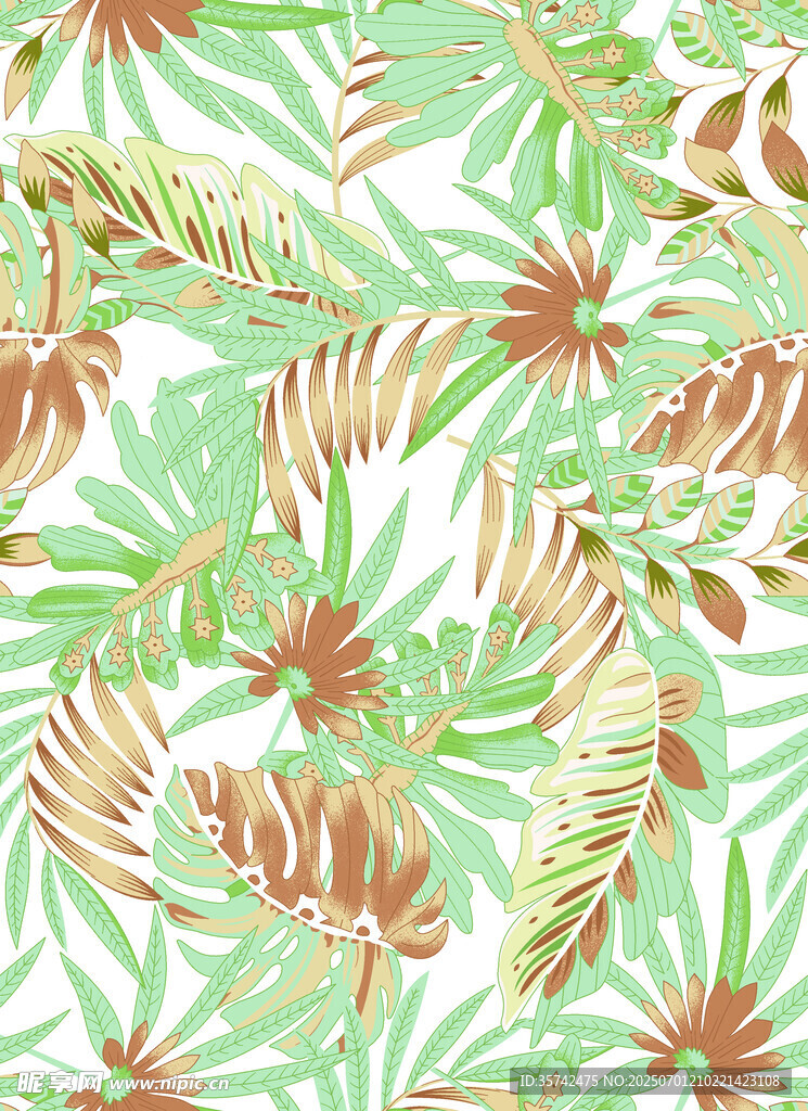 热带植物花卉无缝图案