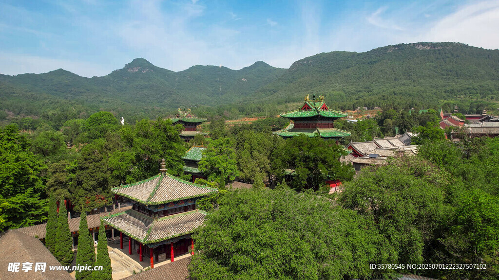 航拍5A景区嵩山少林寺
