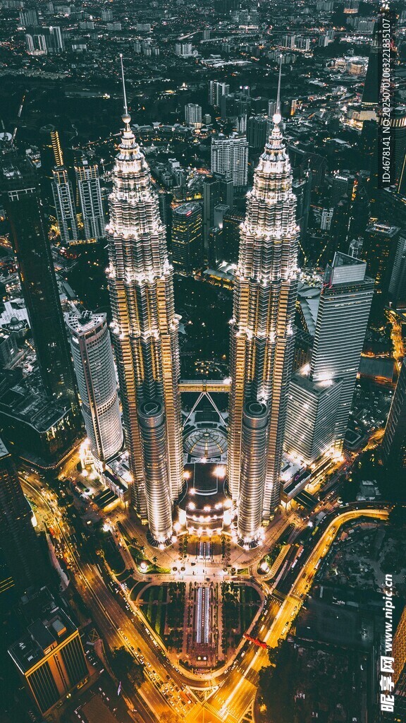 吉隆坡双子塔夜景俯瞰