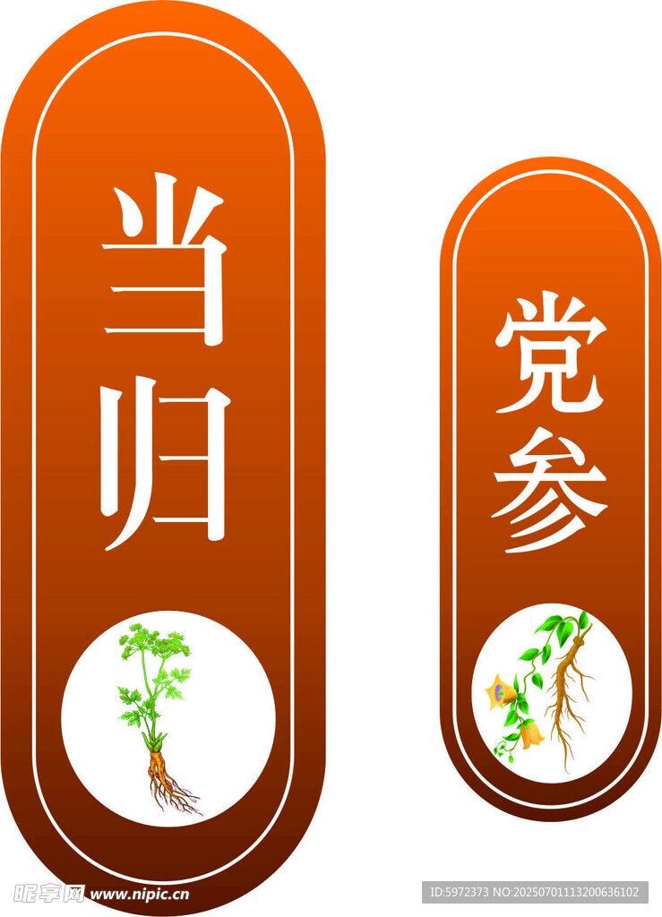 当归党参中药材标识牌
