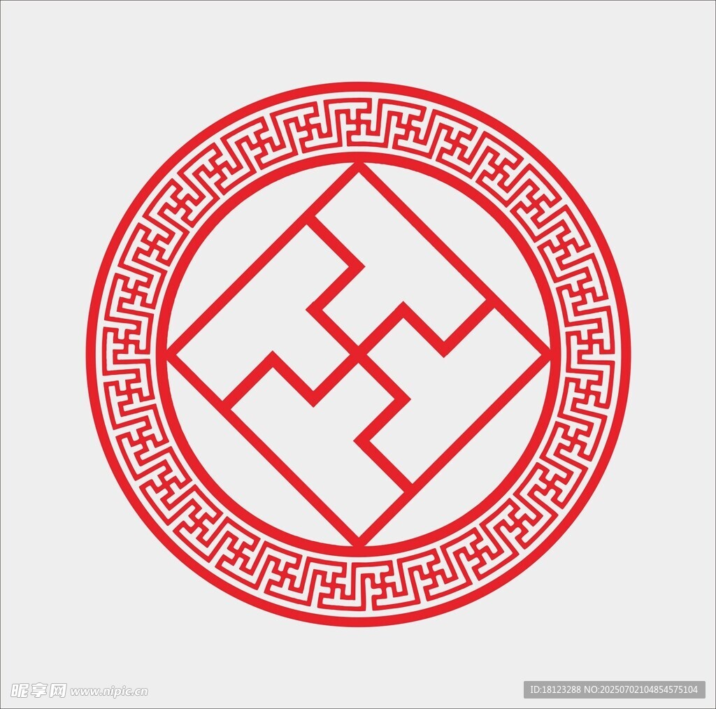 中式传统回纹圆形图案