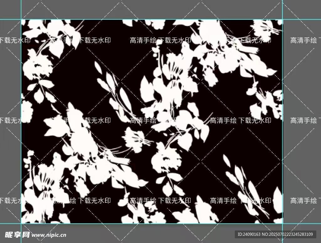 黑白花卉图案背景纹理