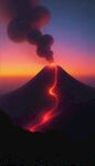 火山喷发的壮丽黄昏景象