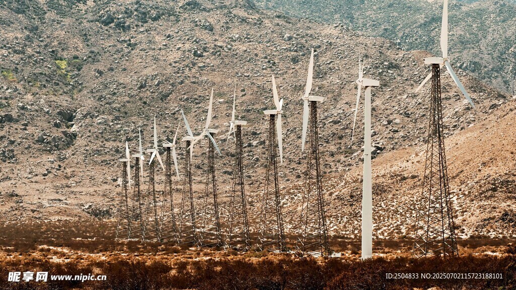 田野上的风力发电机组