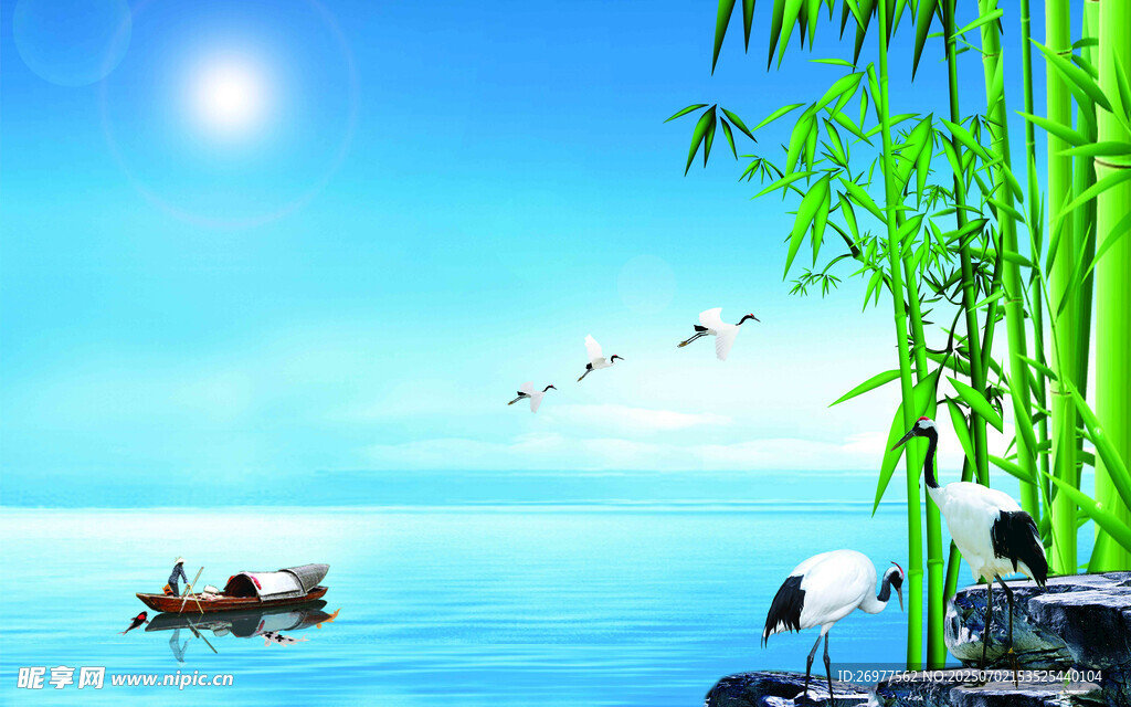 竹畔泛舟享悠然湖景