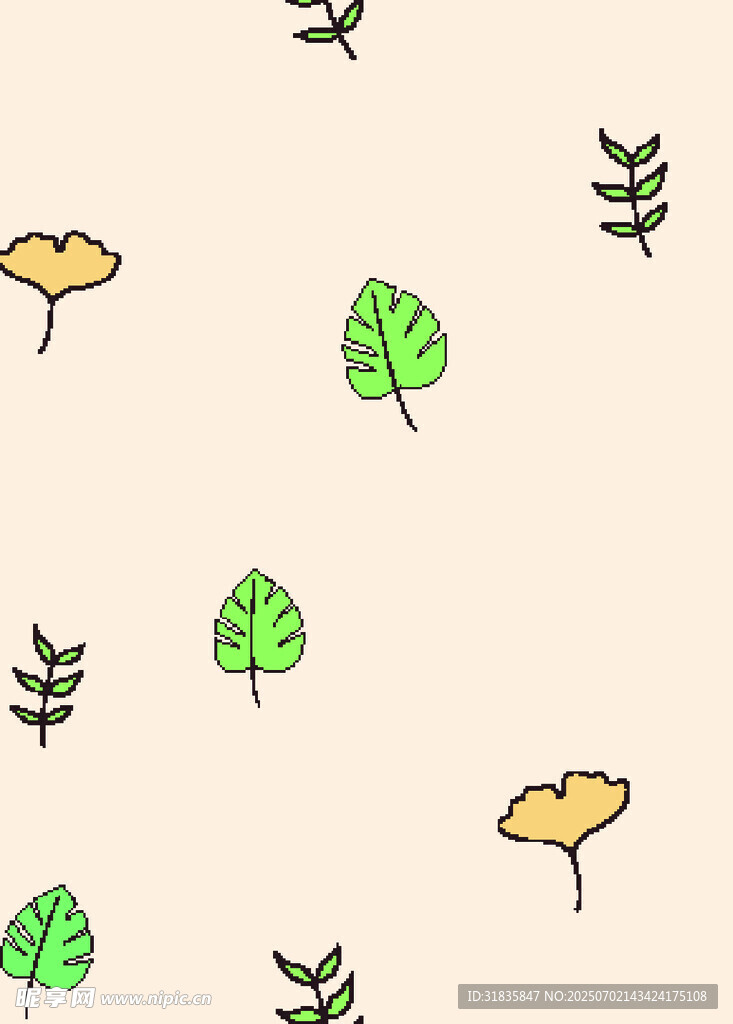 手绘清新植物图案背景