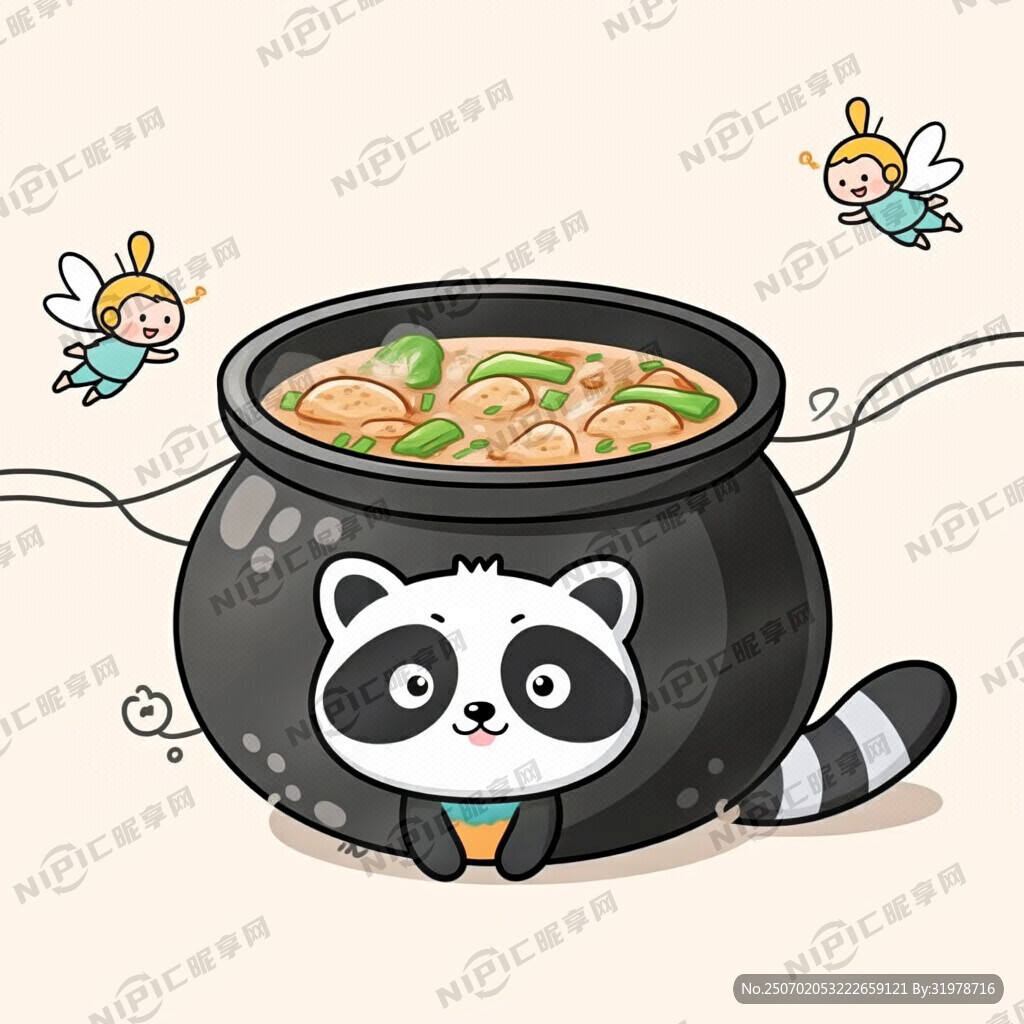 江西瓦罐汤的罐子是小浣熊卡通的