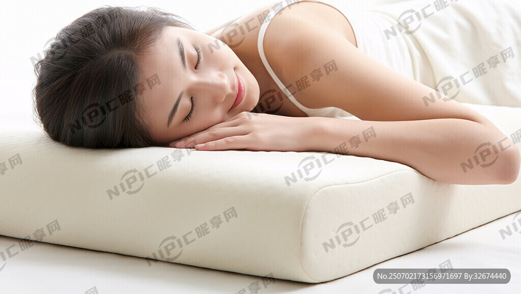 美女睡在记忆枕上 矢量