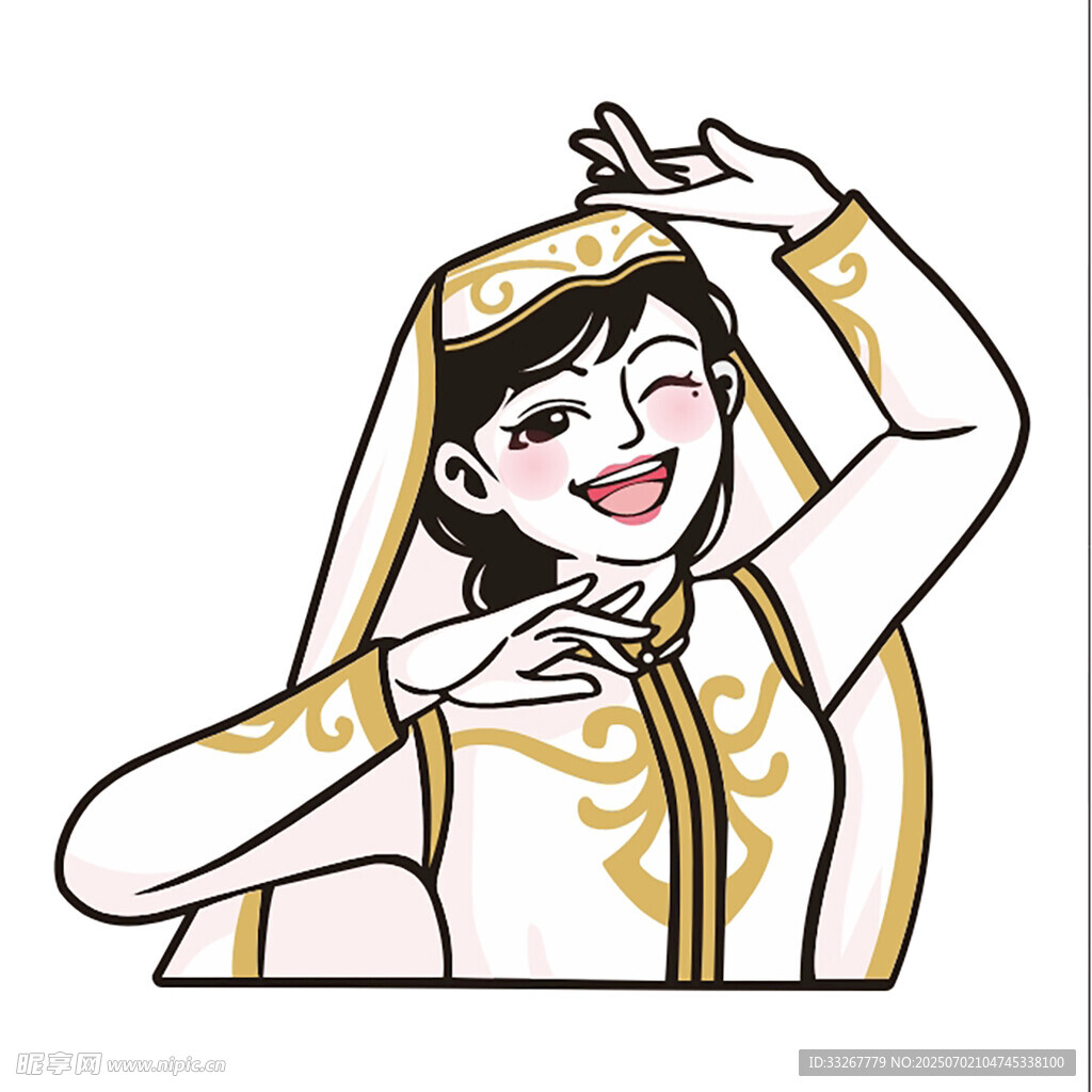 维吾尔族女子欢快起舞