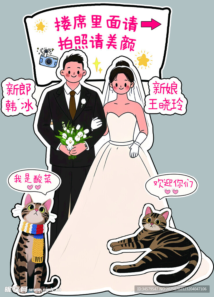 猫咪见证的浪漫婚礼时刻
