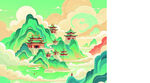 国风山水间的古韵楼阁