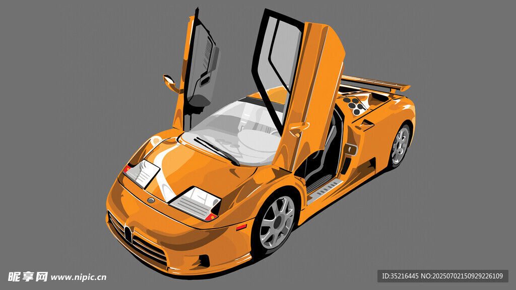 橙色敞篷跑车3D模型展示