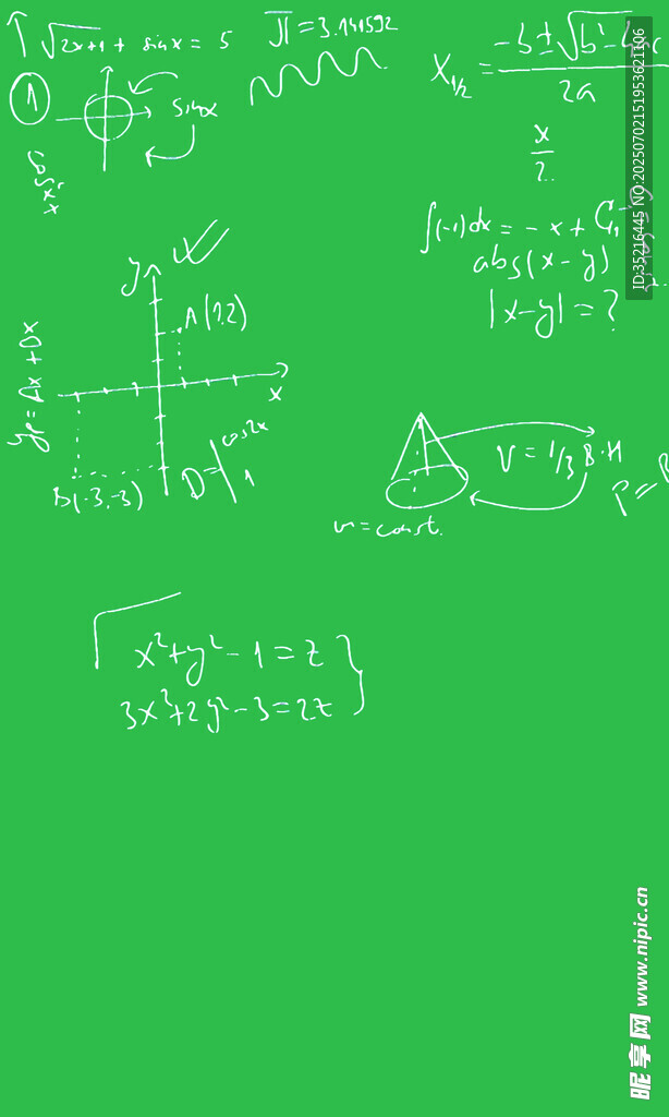 绿色背景上的数学公式