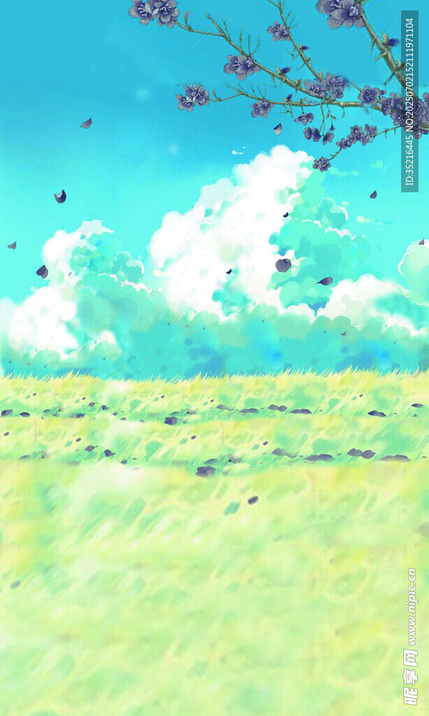 梦幻蓝天绿地风景图