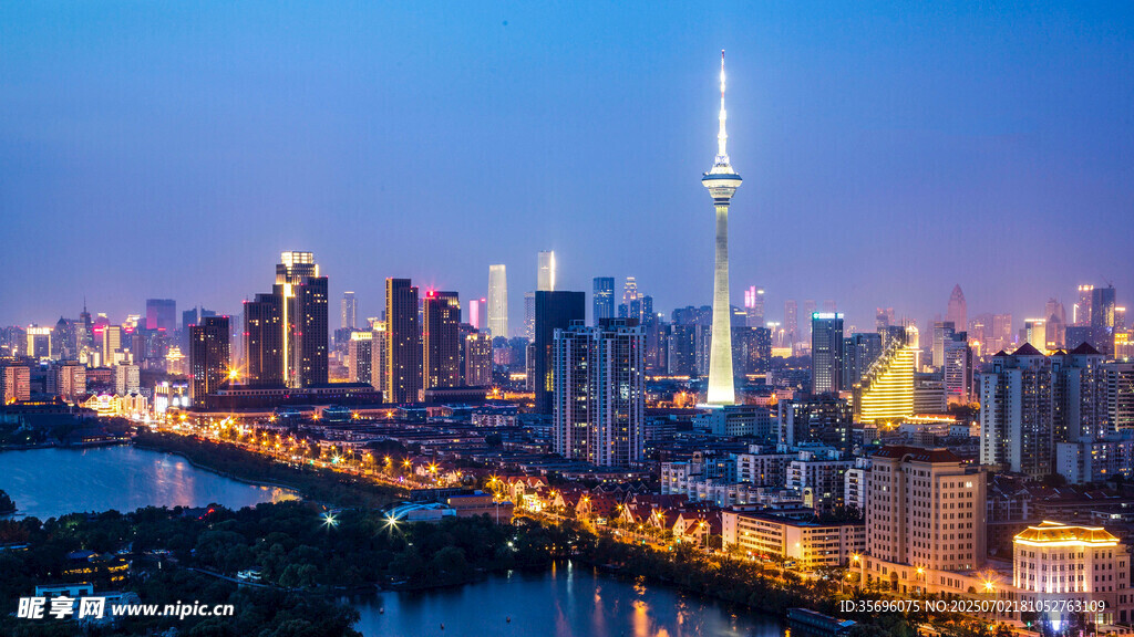 上海璀璨夜景城市天际线