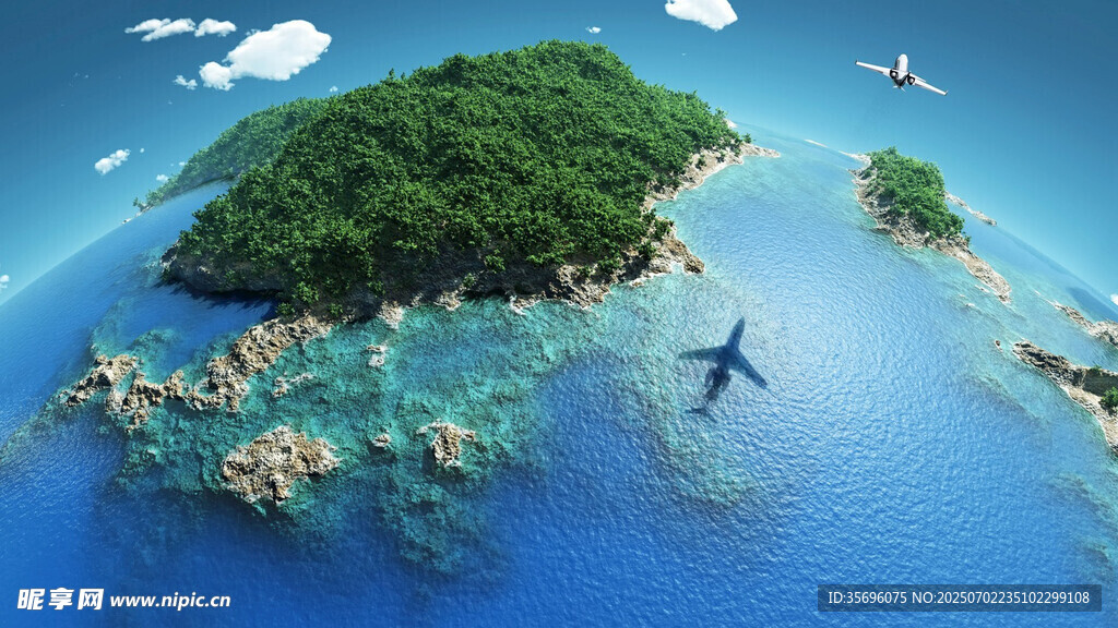 空中俯瞰美丽海岛景观